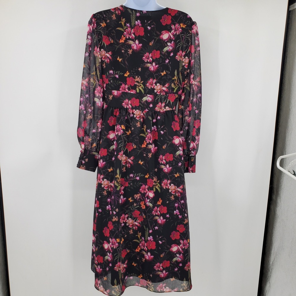 NWT Ted Baker Adriela Fern Forest Floral Butterfly Midi Dress Black 0-2 Fairy - Picture 2 of 13